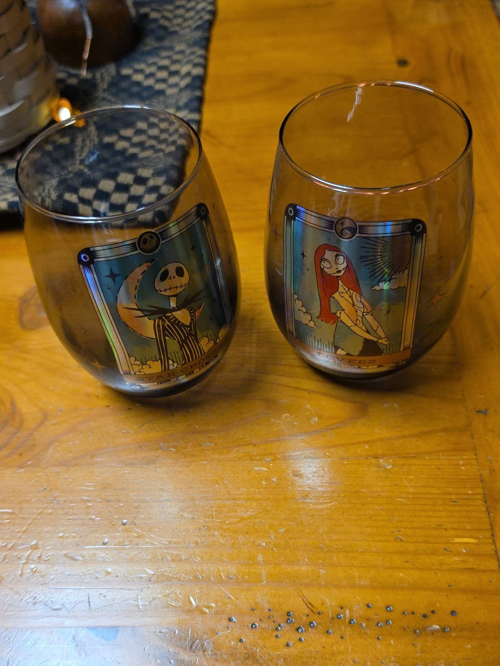 Disney Smoky Jack & Sally Stemless Glasses with Holographic Artwork